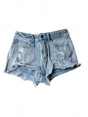 Bullhead Denim Co. High-Rise Distressed Denim Shorts Size 26